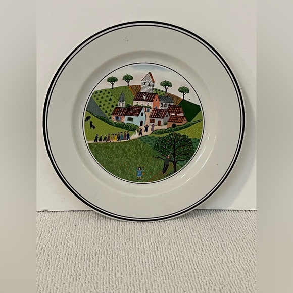 Villeroy & Boch Naif 13 Inch Serving Platter Sandwich Tray & 2 Salad Plates - Picture 9 of 11